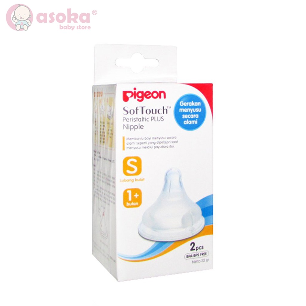 Pigeon SofTouch Peristaltic Plus Nipple isi 2 SS S M L ASOKA