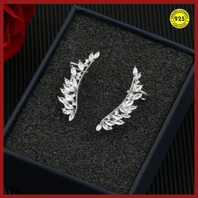 Anting Stud Desain Sayap Malaikat Bahan S925 Sterling Silver Anti Karat Anti Alergi