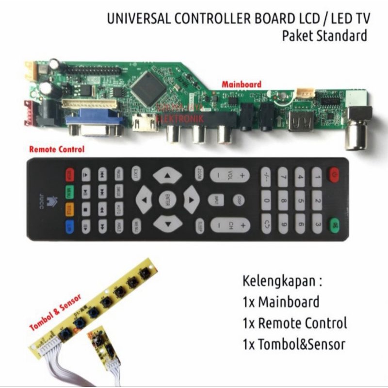 Universal LCD LED TV Board Controller  - Mainboard  Remote  Tombol