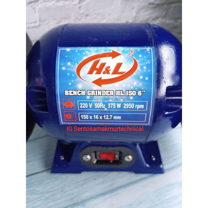 H&amp;L HL 150 6&quot; Bench Grinder Grenda Gurinda Duduk Double Asah Batu