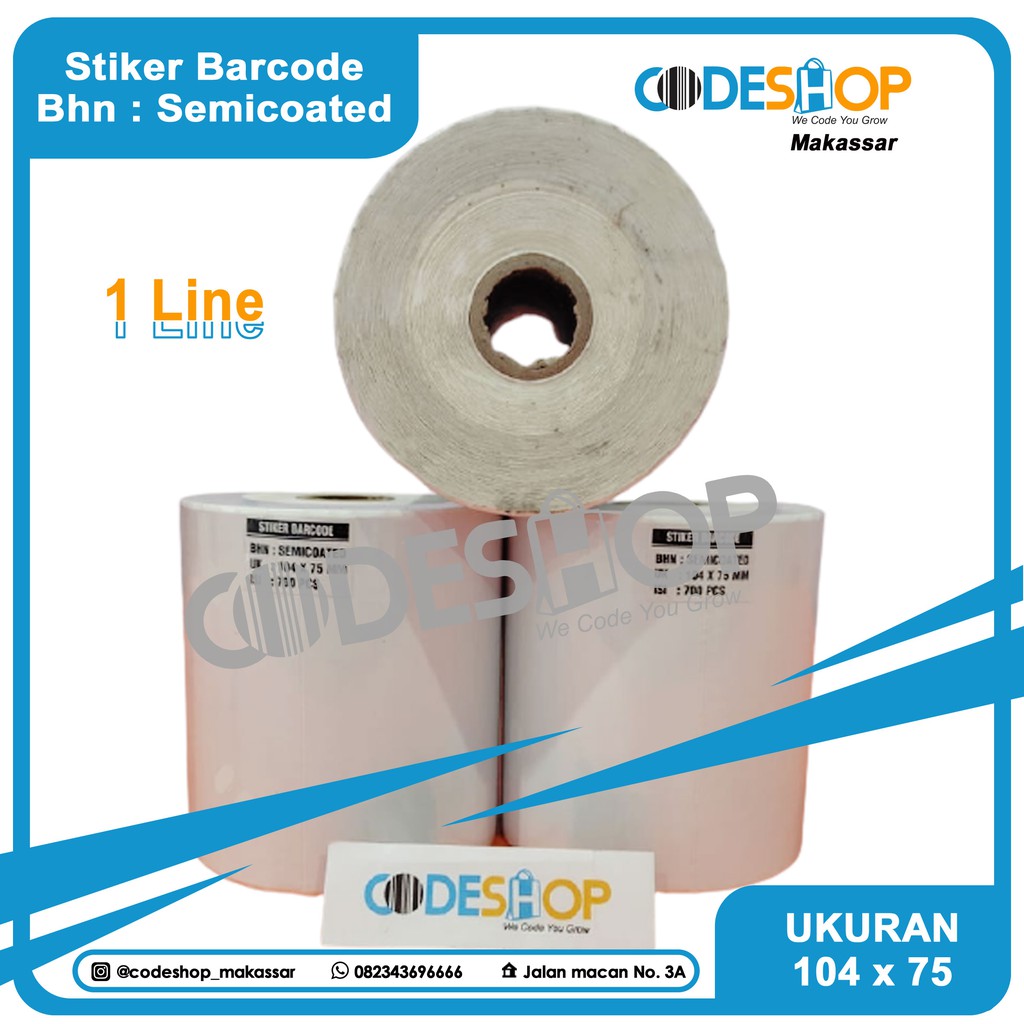 label barcode 104 x 75 semicoated 1 line gap core 1&quot; isi 700 pcs label