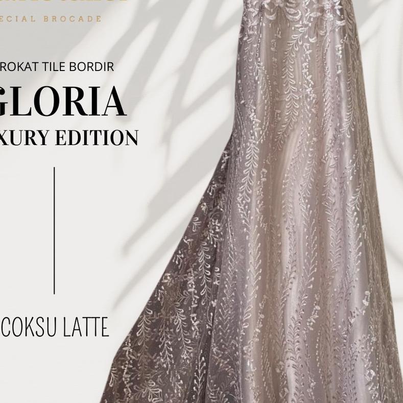 ➮ Kain Brokat Tile Bordir Mutiara Premium Gloria warna Coksu Latte Khaki ➺