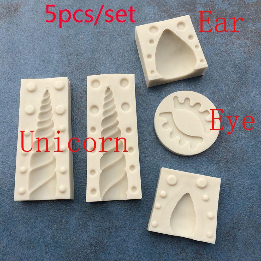 Populer 5pcs /set Unicorn Cetakan Silikon DIY Bakery Pastry Membuat Fondant Permen Tanah Liat Cokelat Alat Baking