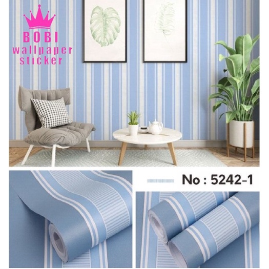 Wallpaper Sticker 5242-1 Salur Biru / Wallpaper Uk. 9mx45cm