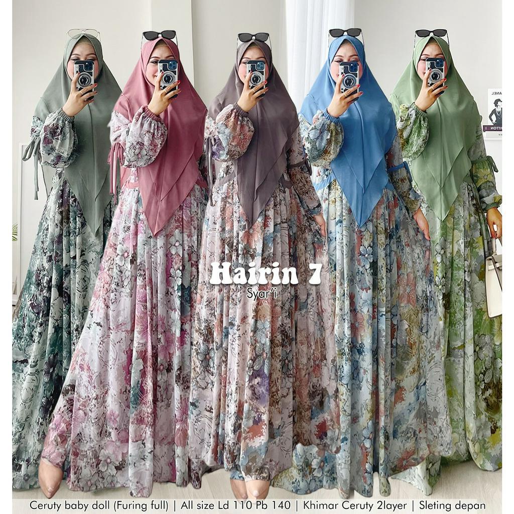 Zahira1808 Sale Cuci Gudang Menyambut Ramadhan Hairin 7 Syari Dengan Khimar Bahan Ceruty Baby Doll Gamis Muslim Syari Ibu Dress Hijab Muslimah Ori Best Seller