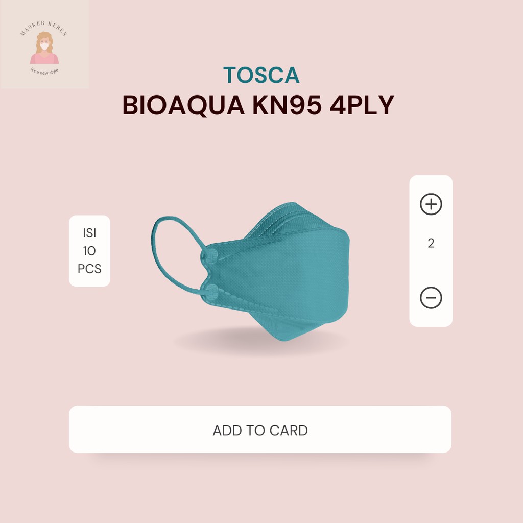 Masker BIOAQUA warna TOSCA Original KN95 Murah isi 10pcs