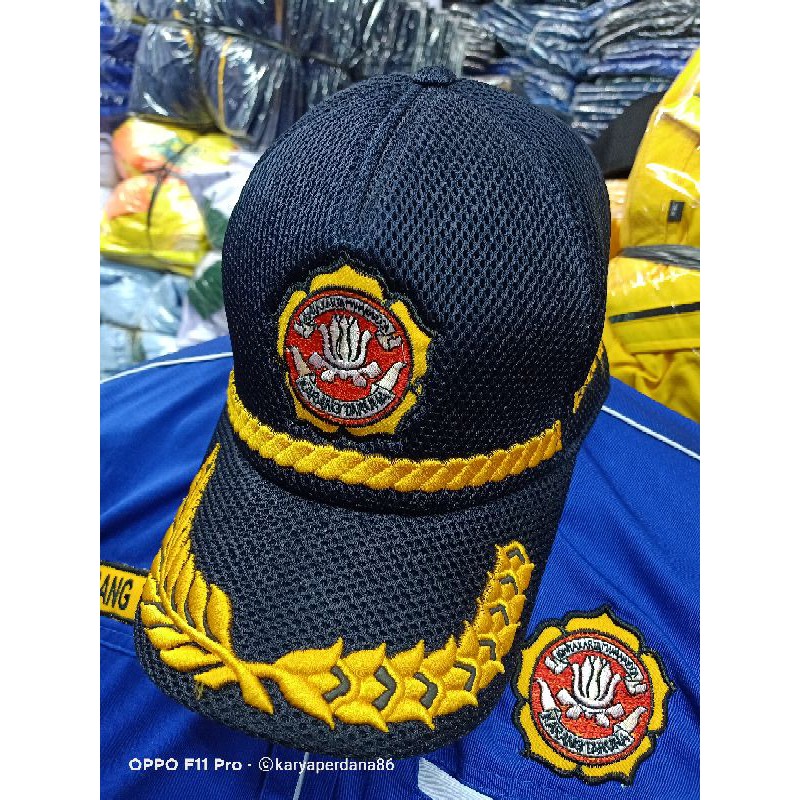 Topi Karang Taruna Jaring Hitam Padi Kapas (full bordir)