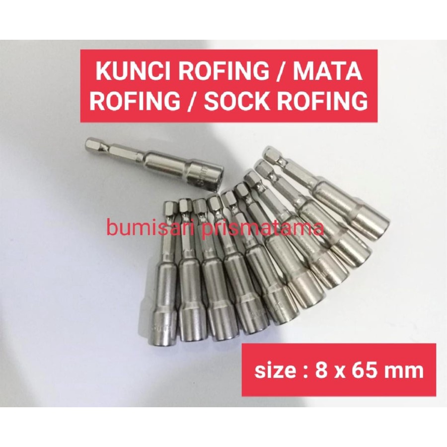 Kunci rofing / Mata obeng magnet 8 X 65 mm / Kunci sok bor murah / Magnetic nut 8mm