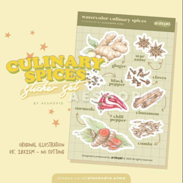 ⭐ Culinary Spices Watercolor Illustration sticker set ⭐ food stiker aesthetic bullet journal