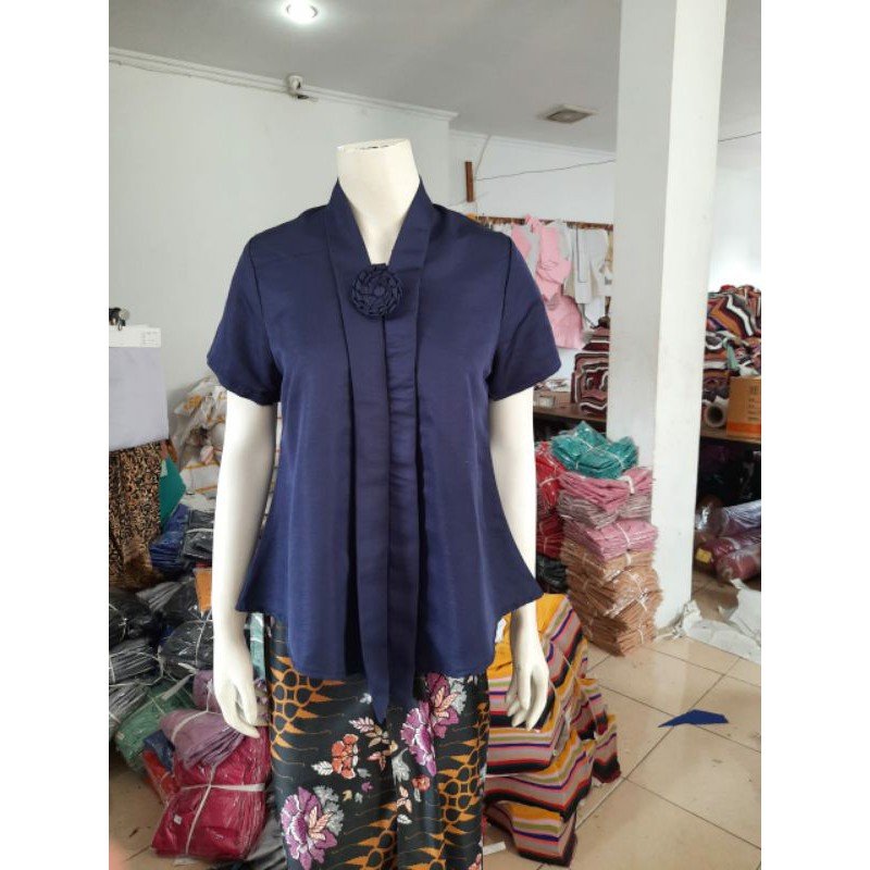 (Pd92/100) Kebaya Floy kutubaru kartini encim PENDEK BALOTELI busui KeroncongBusana (PDK)-Navy