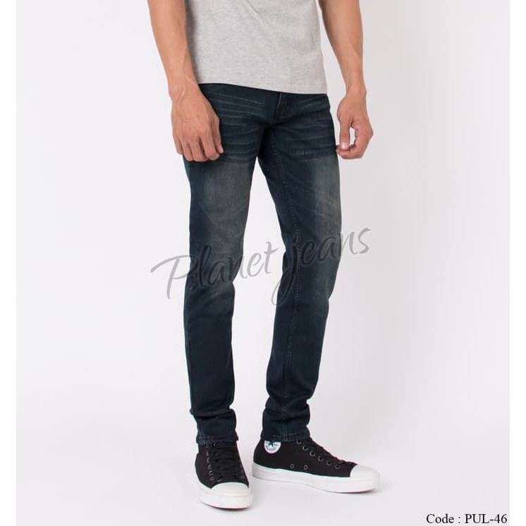 Celana Jeans Pria Distro laki laki Cowok Bahan Bagus bisa COD Denim L0Y0 Ce skinny deep blue wash