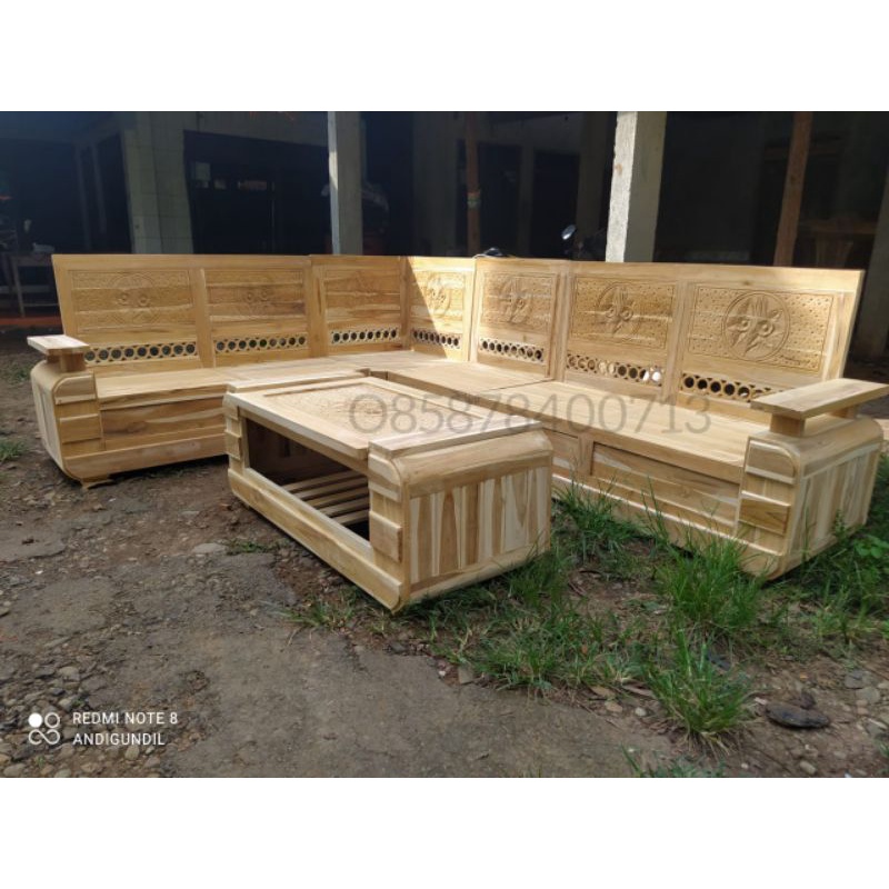 kursi tamu minimalis koper full kayu jati mentahan kursi sudut jati kursi tamu kayu Jati