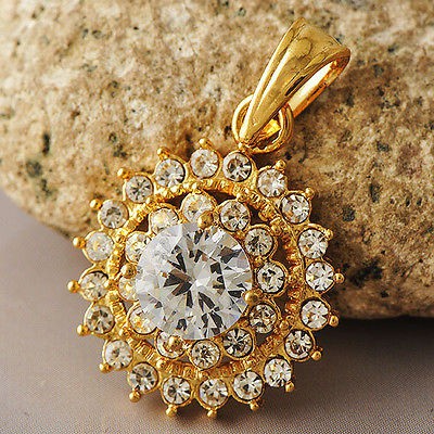 LIONTIN KALUNG EMAS CZ 9 KARAT GOLD FILLED MODEL : SUNFLOWER