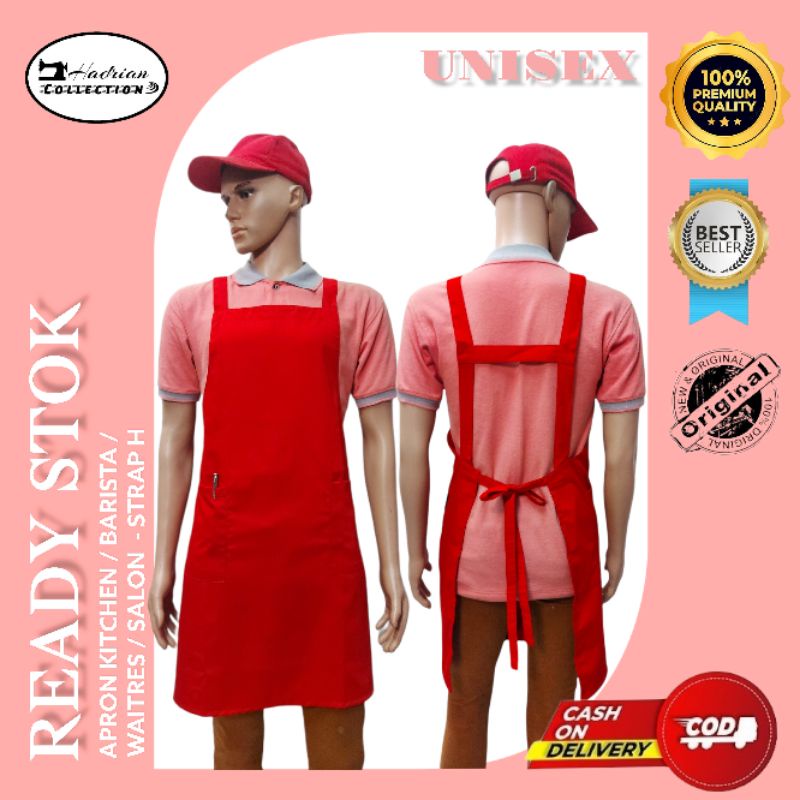 Celemek apron masak polos include bordir logo