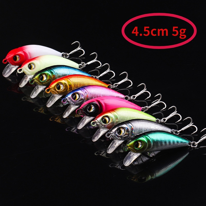 Umpan Pancing Hard Bait Bentuk Ikan Imitasi Panjang 4.5cm Berat 5g Dengan Mata 3D