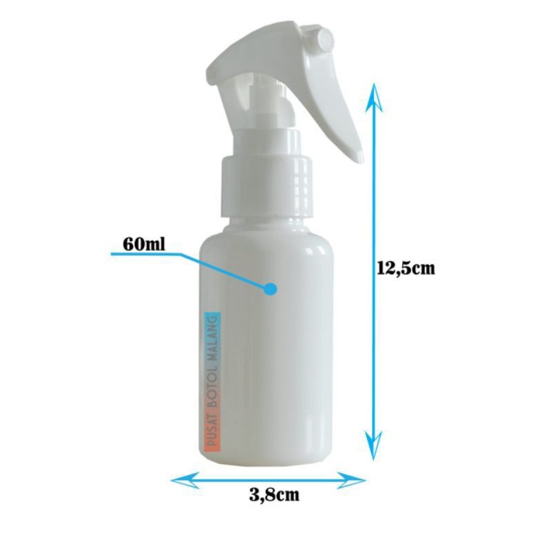 Botol tubular 60ml spray trigger (putih putih)