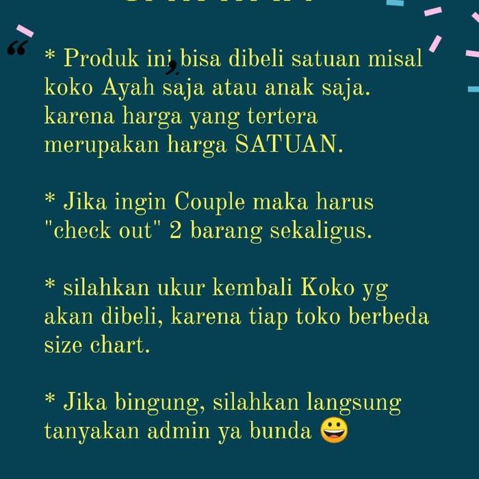 Import Terlaris Koko Couple Ayah dan anak warna Hijau Lime Lemon