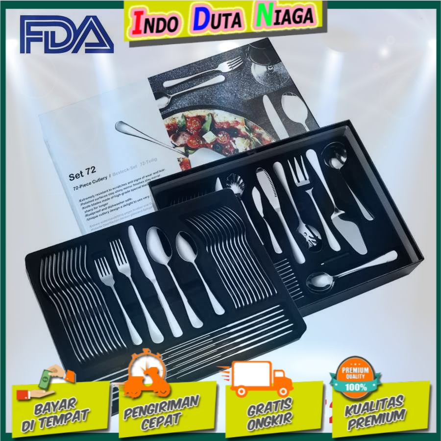 FDA Cutlery Set Perlengkapan Makan Sendok Garpu Pisau 72PCS - TW872