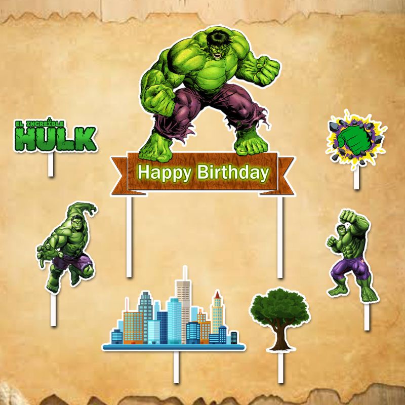 Cake Topper hulk happy birthday hiasan kue ulang tahun