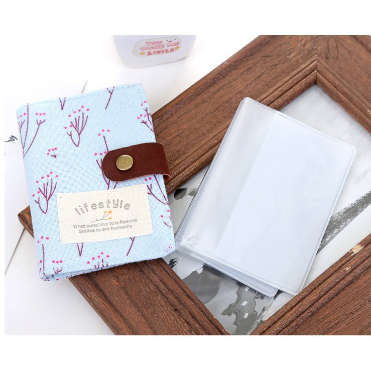 Retaily Dompet Kartu Kanvas Motif Floral Bunga US 20 Slot Kartu Canvas