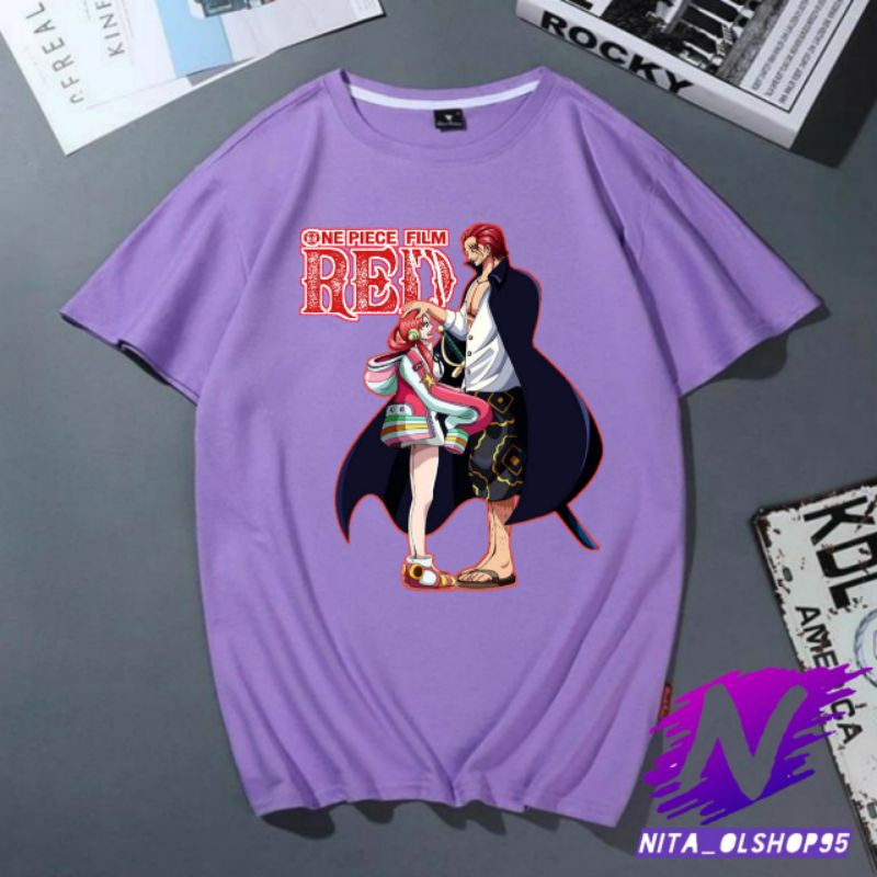 kaos anak film red baju one piece akagami dan uta