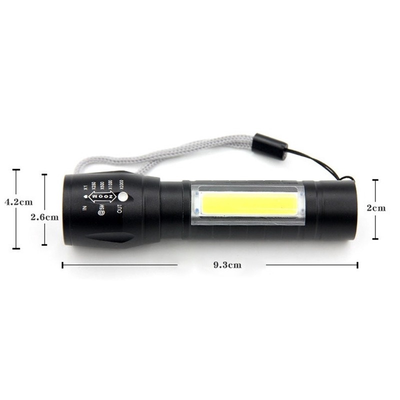 Portable T6 COB LED Tactical USB Rechargeable Zoomable Flashlight Torch Lamp