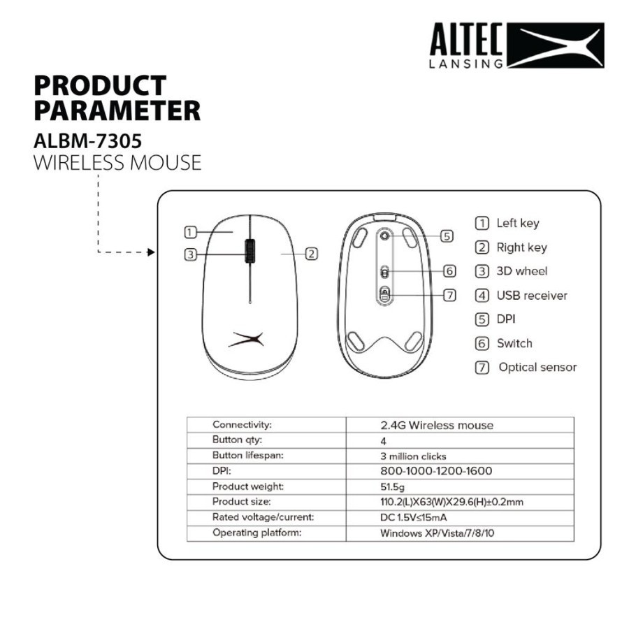 Altec Lansing Mouse Wireless ALBM7305