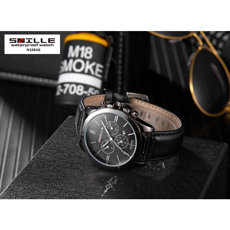 Snille Jam Tangan Kulit Pria Original Asli Anti Air Waterproof 1084