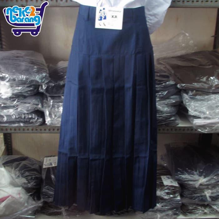 Rok Panjang Rempel Bawah Pinggang Biru - Seragam SMP - Rok Baping SMP - Ukuran S bergaya