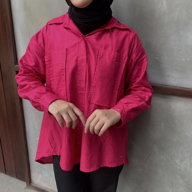 DANETTA KALINA SHIRT/SHIRT OVERSIZE/KEMEJA JUMBO/SHIRT OVERSIZED/KEMEJA OVERSIZE FUSCHIA FANTA