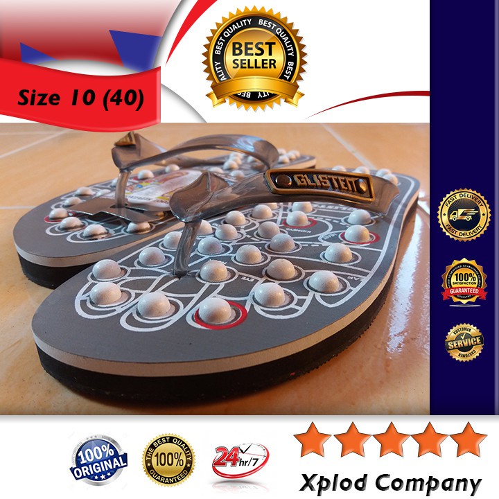 Brand New Sandal Terapi Sandal Kesehatan Glisten Swiss Rematik - All Size Available Sendal Refleksi-10 Setara 40 Abu2