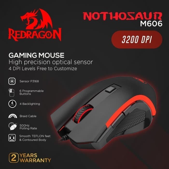 Mouse Gaming Redragon Wired USB Optical M606