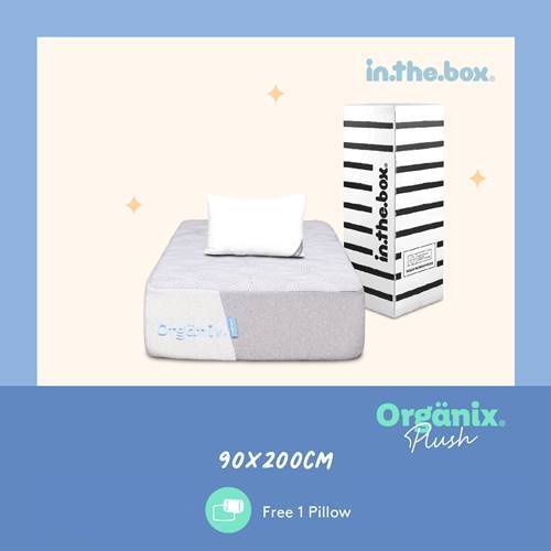 IntheBox - Kasur Latex Spring Bed Organix Plush Free Bantal & Mattress Protector Single 90 x 200 cm