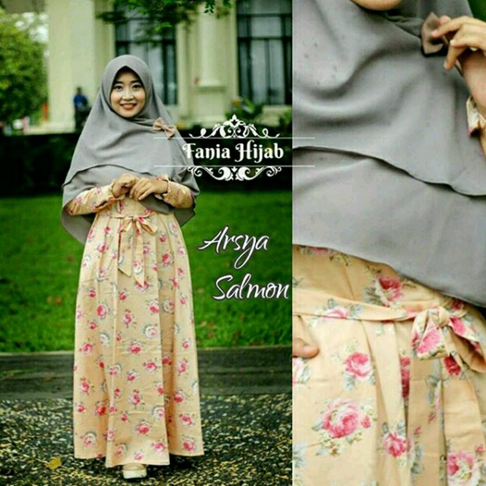 TERLARIS gamis syari set khimar arsya series size S - XL muslimah