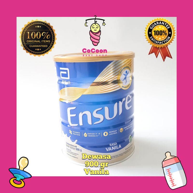 Susu Formula Dewasa Rendah Laktosa Ensure Vanila Vanilla 900 g 900 gr 900g 900gr