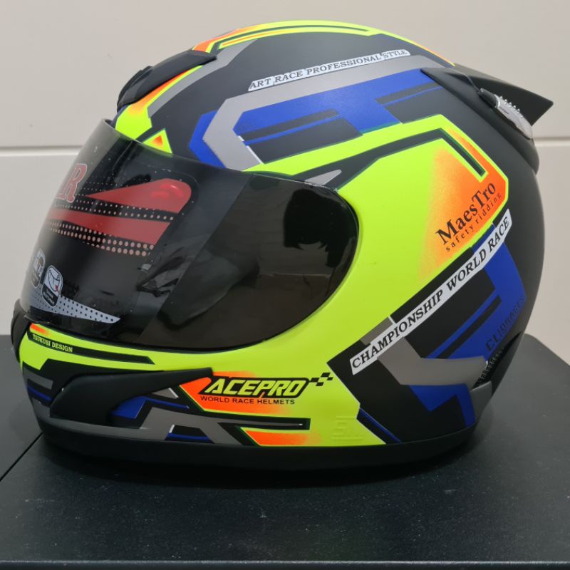 Helm JPN fullface acepro 02 hitam doff yellow