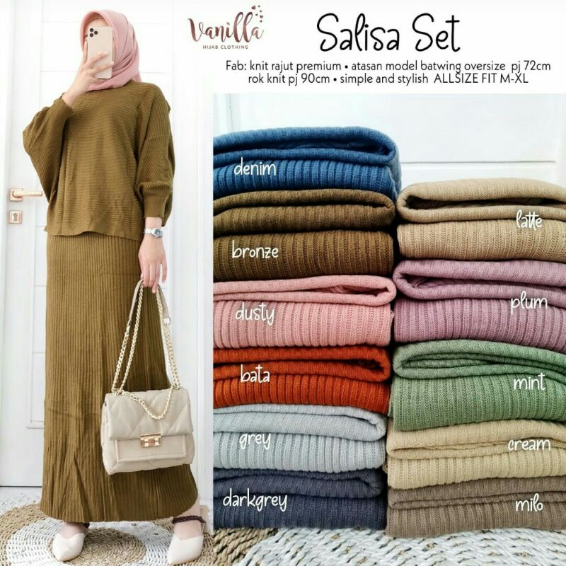 SALISA Set Rajut (top &amp; rok) II Vanilla