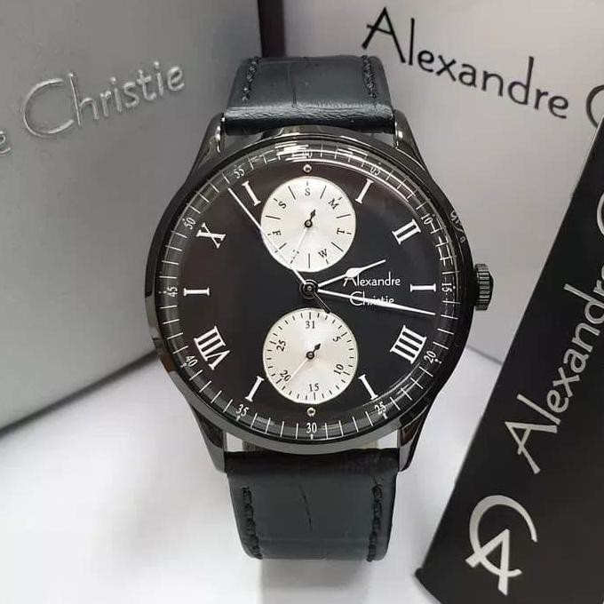jam tangan pria alexander cristie original ac6437 full black