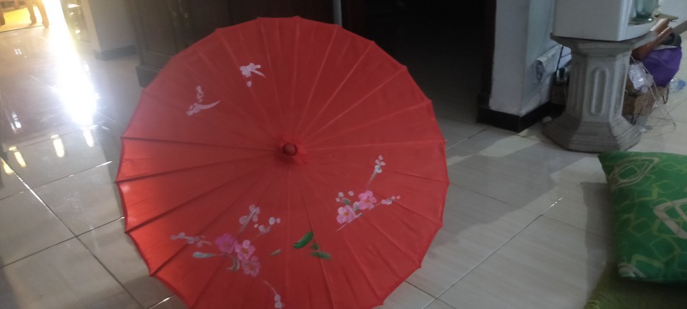 Payung Nari Besar Diameter 84cm / Payung Bahan Kain / Payung China / Payung Jepang / Dekorasi Imlek