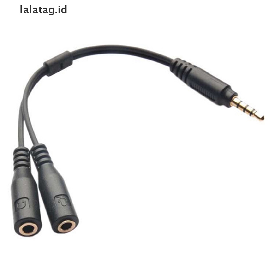 (Flyag) 1pc Kabel adapter splitter audio stereo 3.5mm male Ke 2 female Untuk headset / mic