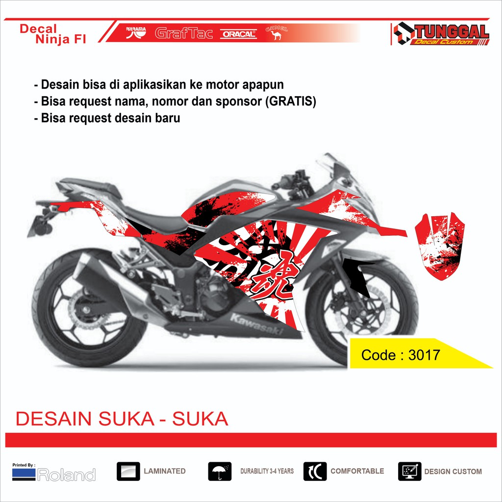 DECAL NINJA 250 FI MERAH