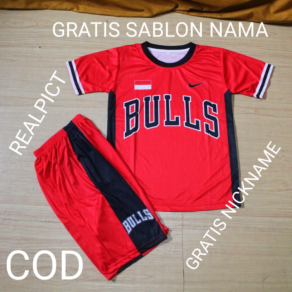 stelan jersey baju kaso celana basket anak size 7-12thn