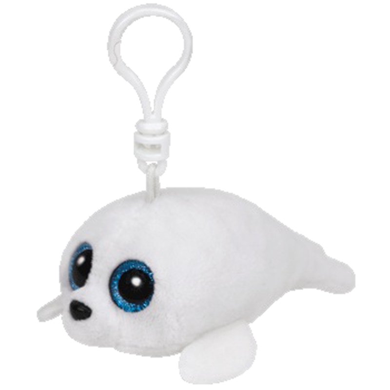 Ty Beanie Boss Gantungan Kunci Boneka Anjing Laut Putih Dengan