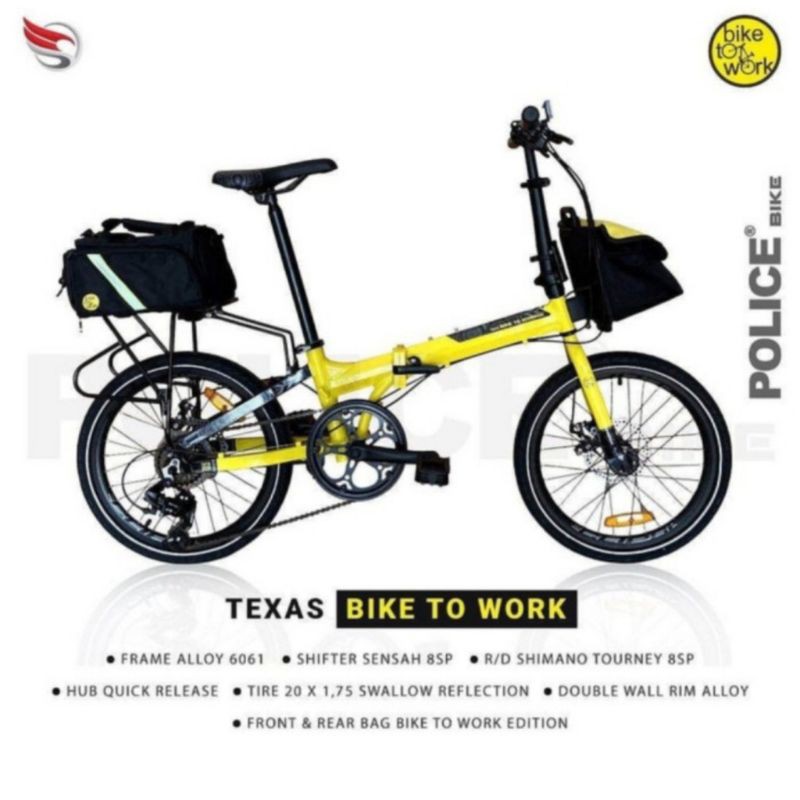 Sepeda Lipat 20Inch Element Police Texas Edisi Bike To Work
