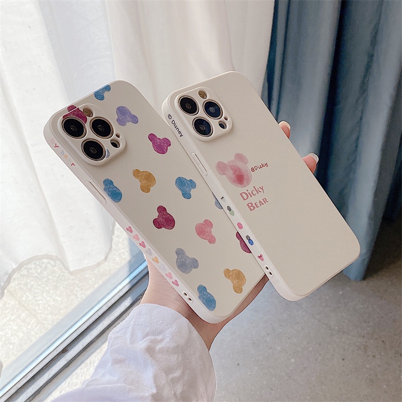 Full screen watercolor Mickey casing iphone 13 12 11 pro X Xs max 7 8 plus SE2020 Disney  soft silicone case iphone case iphone couple