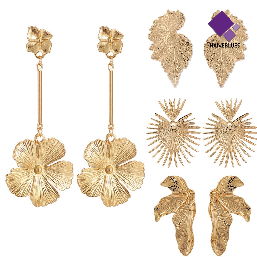 Anting Stud Kait Juntai Bentuk Daun Bunga Butterfly Untuk Wanita