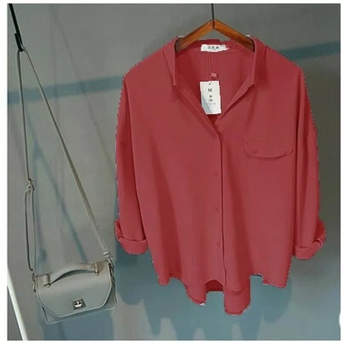 Terbatas Emma Mrh Bata Ro Blouse Wanita Twiscone Merah Bata Murah