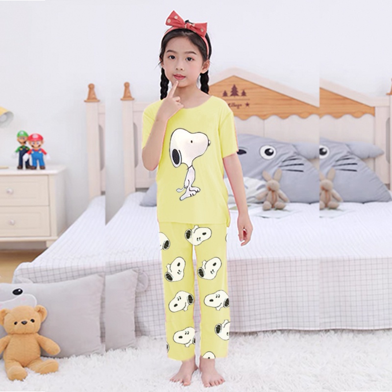 Baju Tidur Anak CP  Snoopy Perempuan dan Laki Usia 2 - 7 Tahun Stelan Celana Panjang