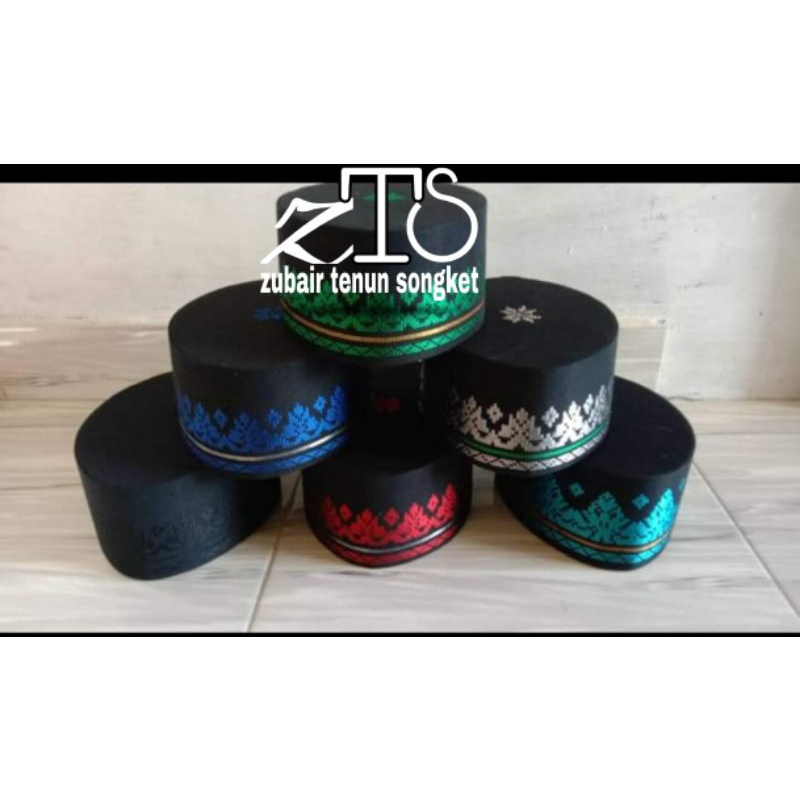 peci tenun songket MOTIF CEREK banyak warna dan varian asli original