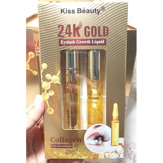 MASCARA 2IN1 24GOLD KISS BEAUTY [Mascara Gel bening 24 Gold +Mascara Hitam 24 Gold ]No.56505-03